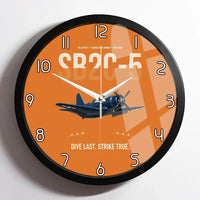 Thumbnail for SB2C-5 Helldiver design on orange framed wall clock