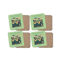 Thumbnail for The Old Timers' Bench - Designed Coasters design on light green 4-pieces-set