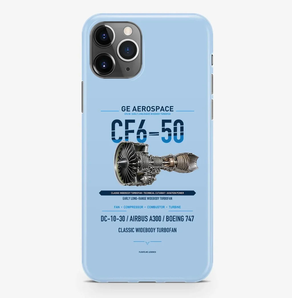 CF6-50 Case ProMax design on light blue iphone case promax