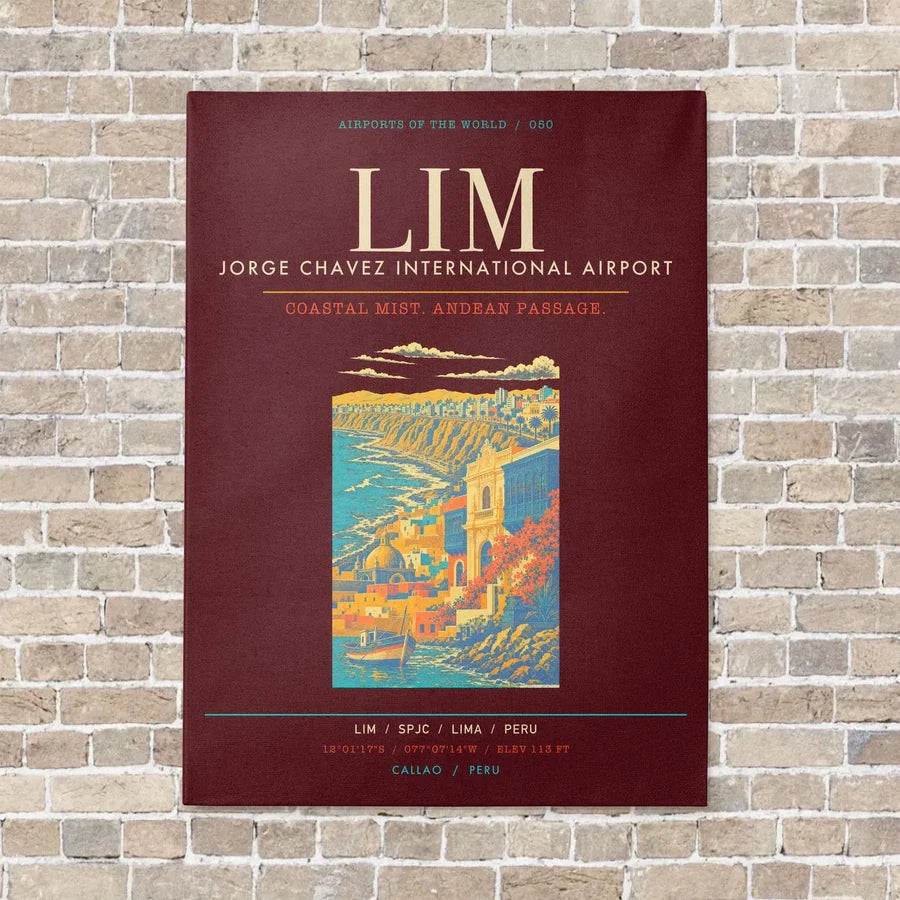 Lima Jorge Chavez International Airport LIM - Canvas Framed - Dark Red