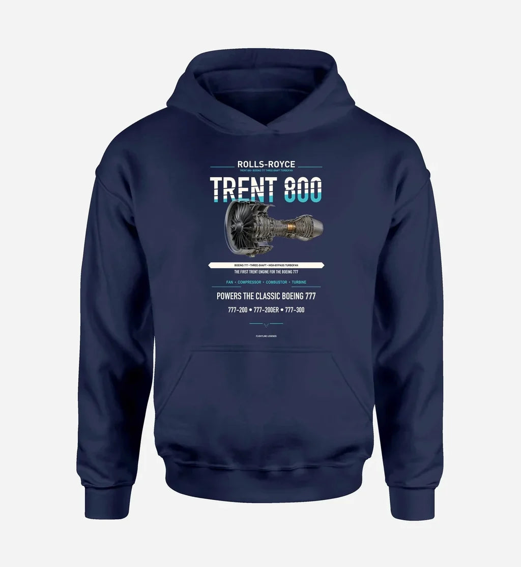 TRENT 800 design on navy blue hoodie single side