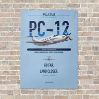Thumbnail for Pilatus PC-12 PRO vertical canvas print - no frame - light blue background