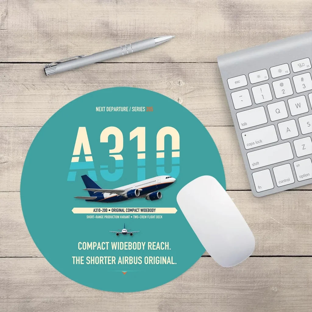 Airbus A310-200 design on turquoise round mouse pad