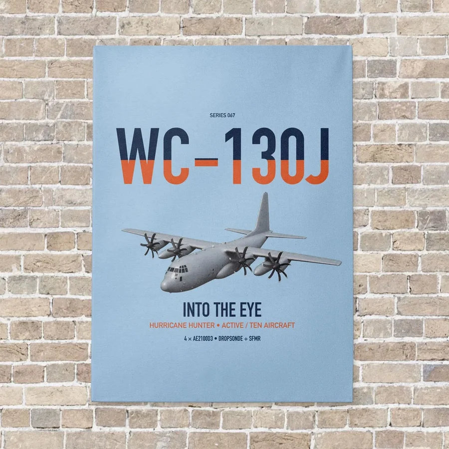 WC-130J Hurricane Hunter vertical canvas print - no frame - light blue background