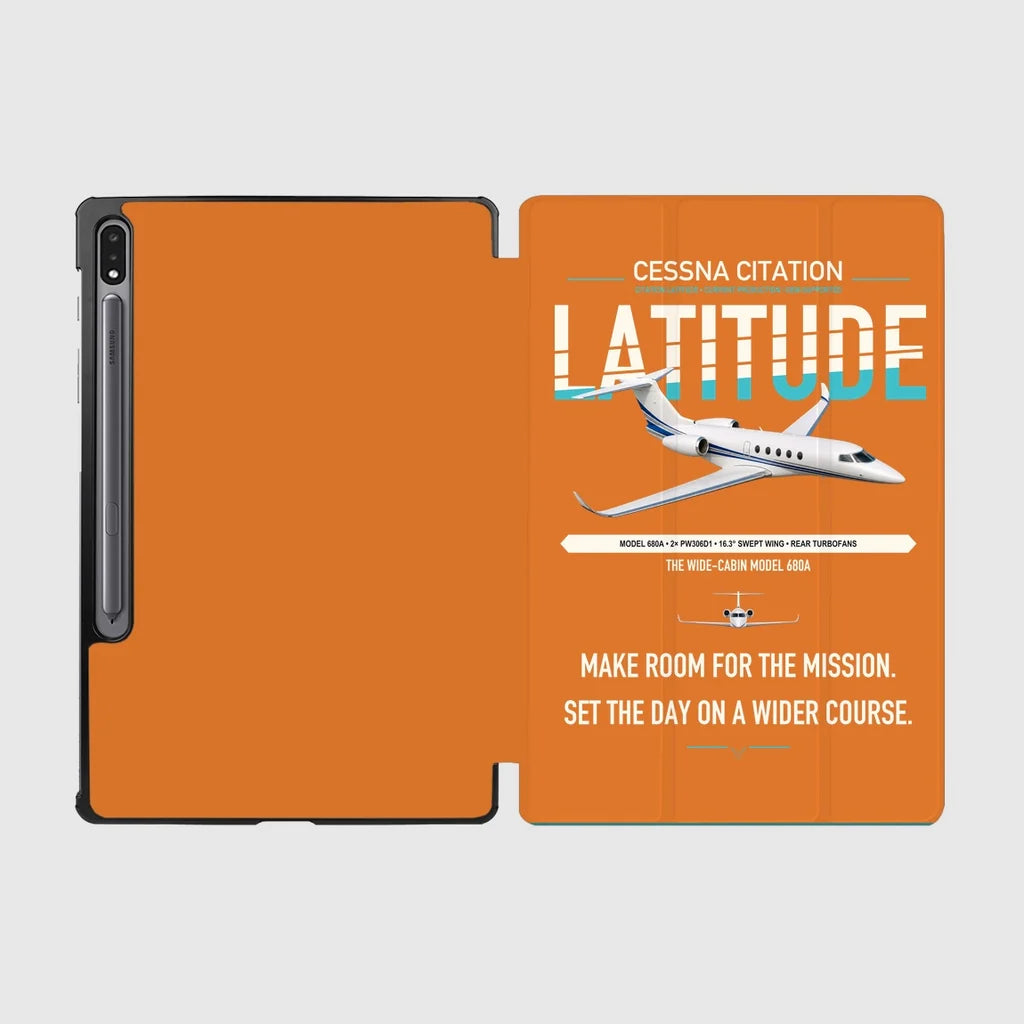 Cessna Citation Latitude design on orange samsung tablet tablet case