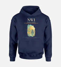 Thumbnail for Norwich Airport (NWI) design on navy blue hoodie single-side print