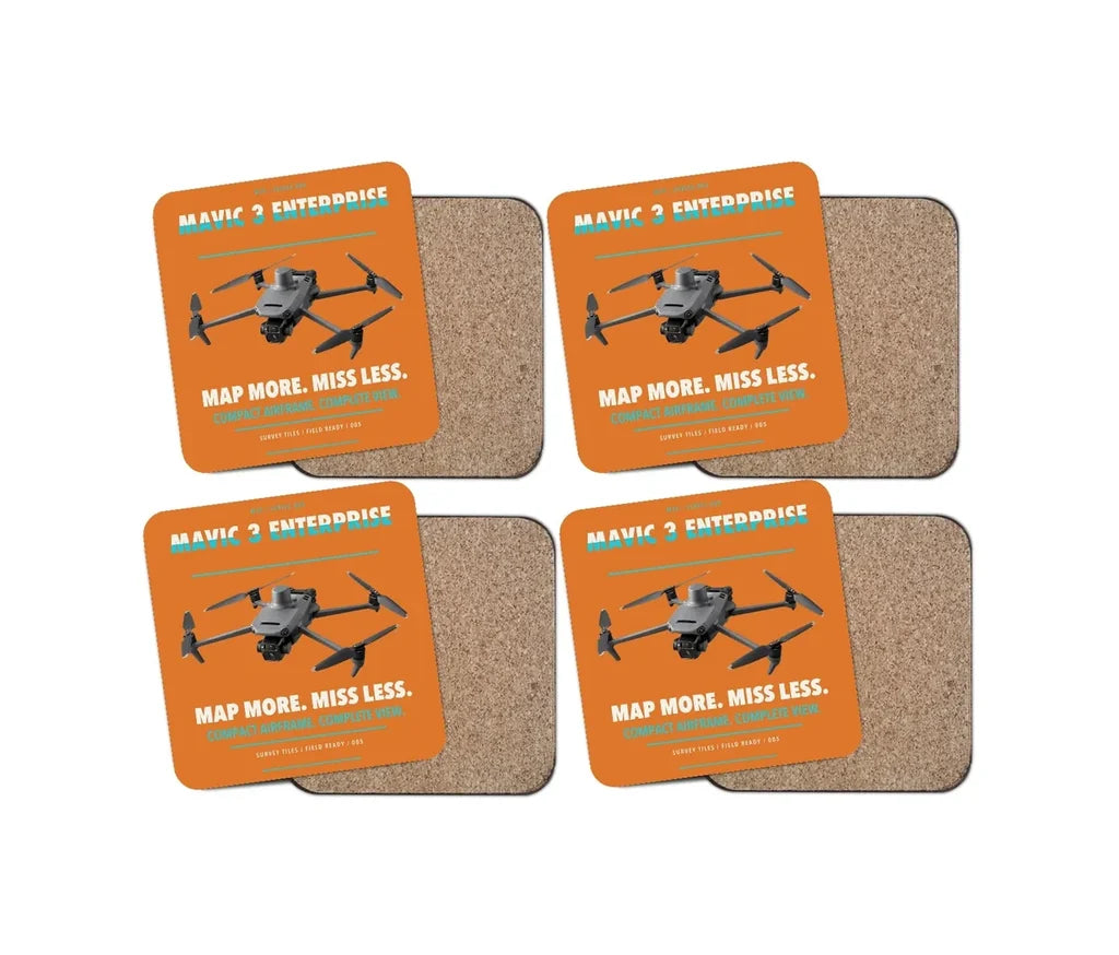 DJI Mavic 3 Enterprise design on orange 4 pieces set coaster