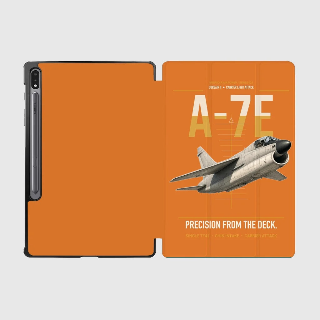 A-7E Corsair II design on orange samsung tablet tablet case