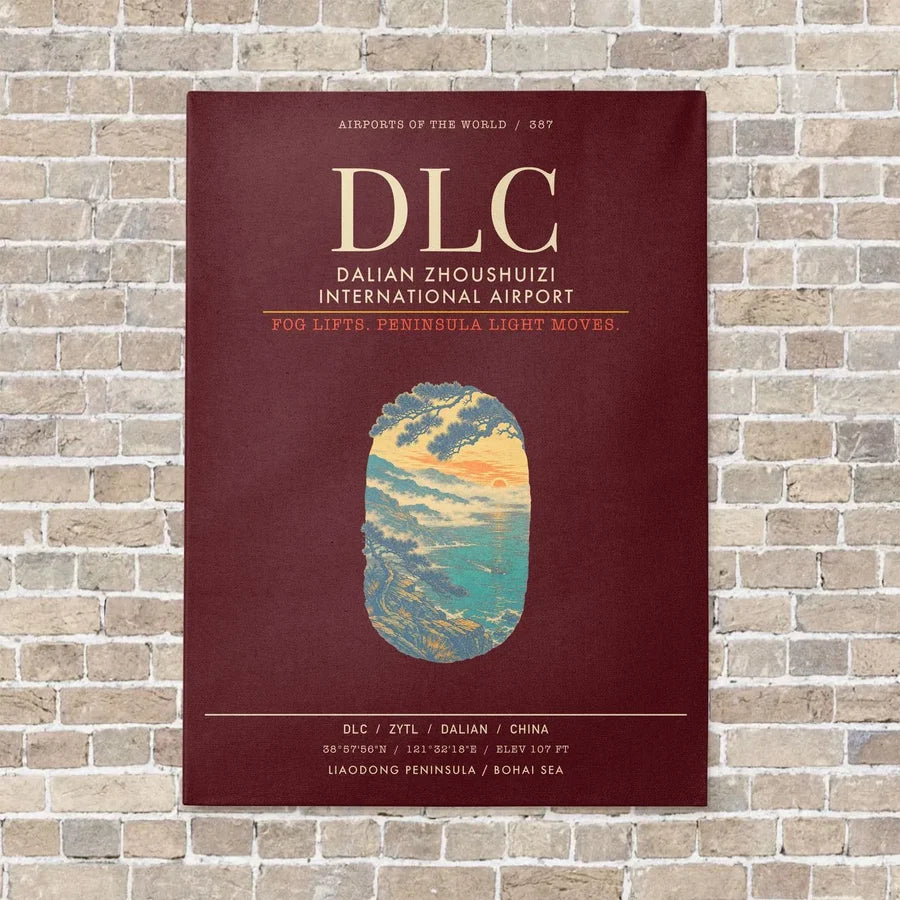 Dalian Zhoushuizi International Airport DLC - Canvas Framed - Dark Red
