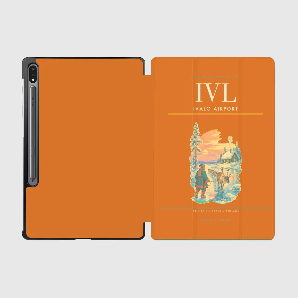 Ivalo Airport (IVL) design on orange samsung tablet tablet case