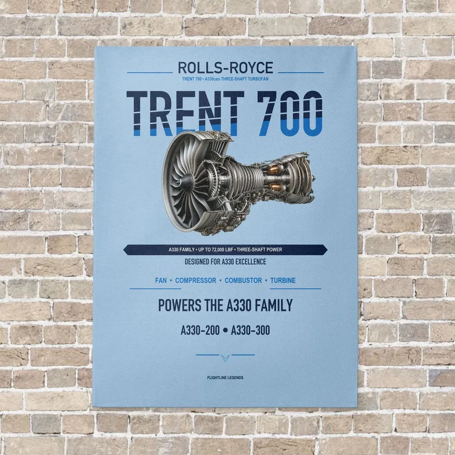 TRENT 700 vertical canvas print - no frame - light blue background