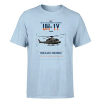 Thumbnail for Bell UH-1Y Venom design on light blue t-shirt, single-side print