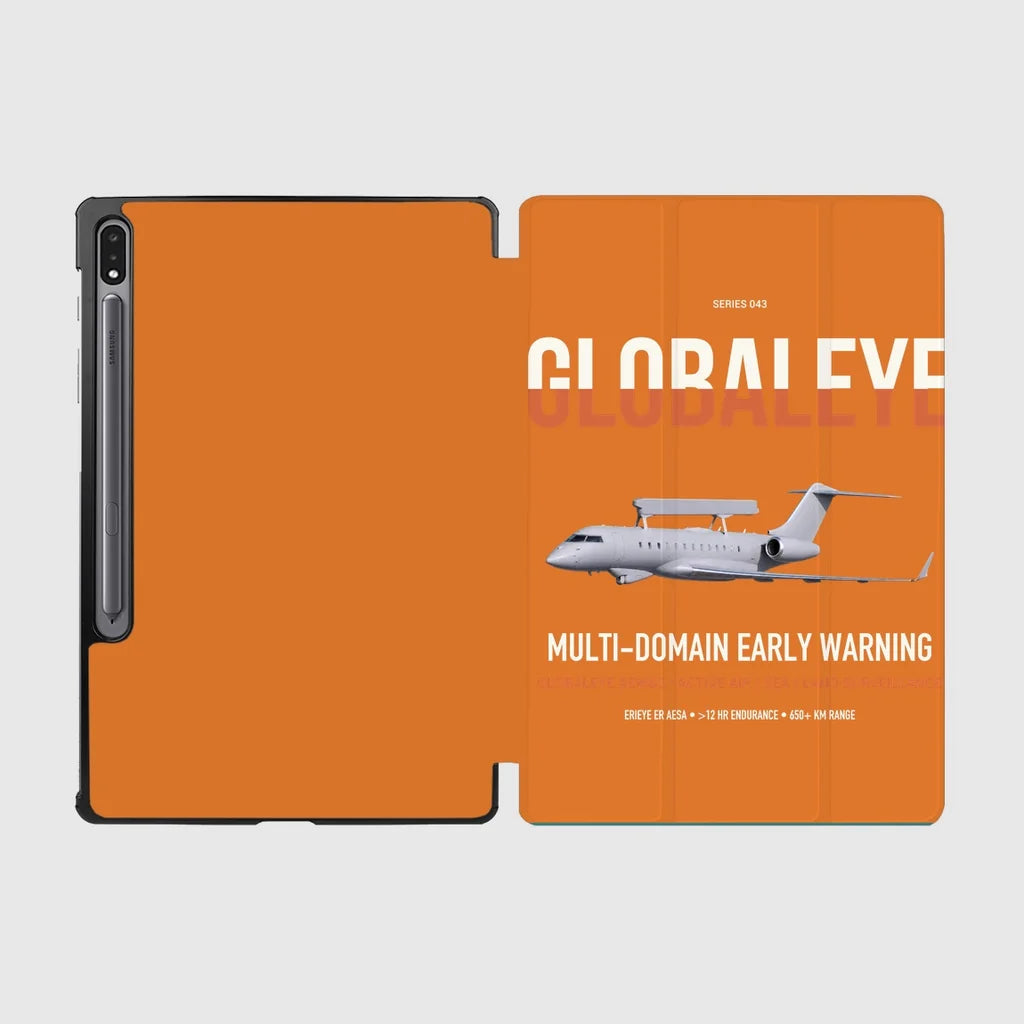 Saab GlobalEye design on orange samsung tablet tablet case