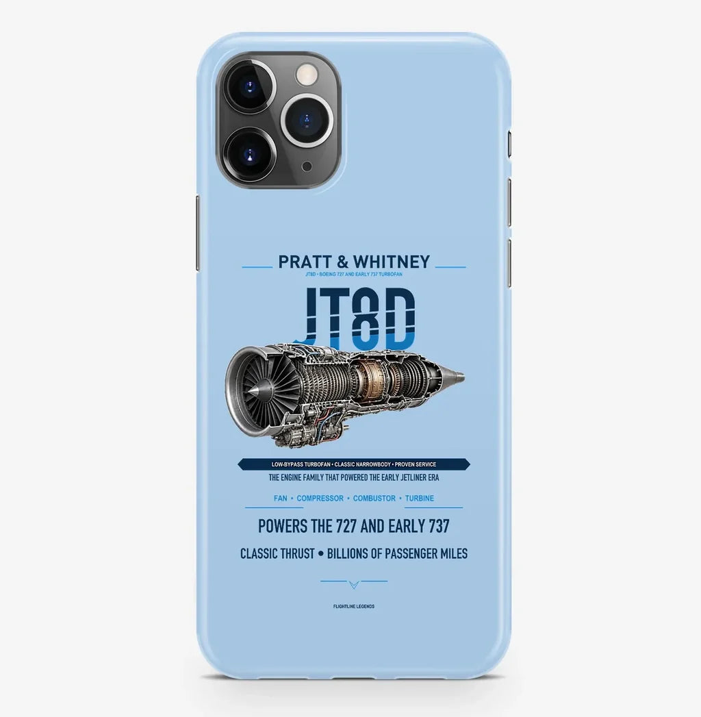 JT8D Case ProMax design on light blue iphone case promax