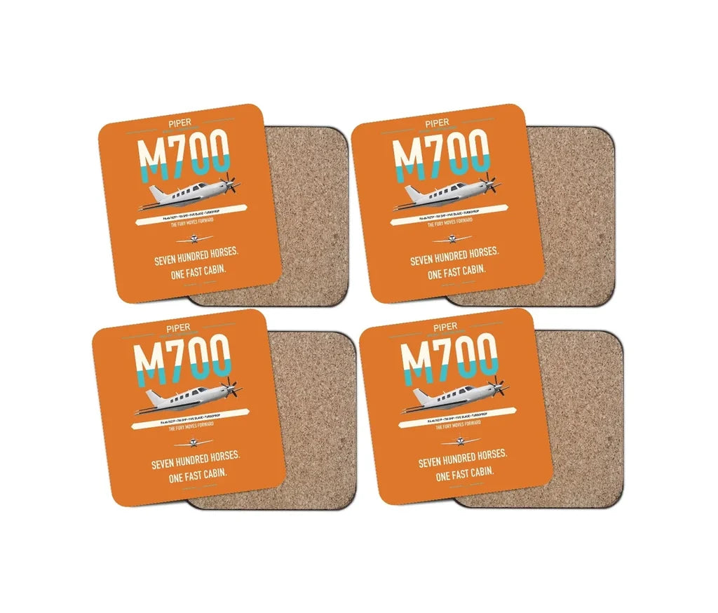Piper M700 Fury design on orange 4 pieces set coaster