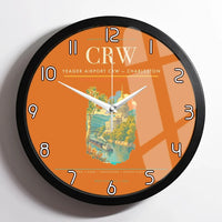 Thumbnail for Yeager Airport (CRW) design on orange framed wall clock