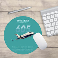 Thumbnail for Bombardier Challenger 605 design on turquoise round mouse pad