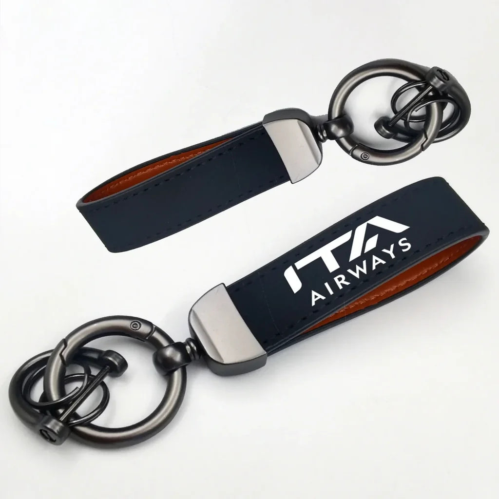 ITA Airlines Horseshoe Buckle key chain in navy blue