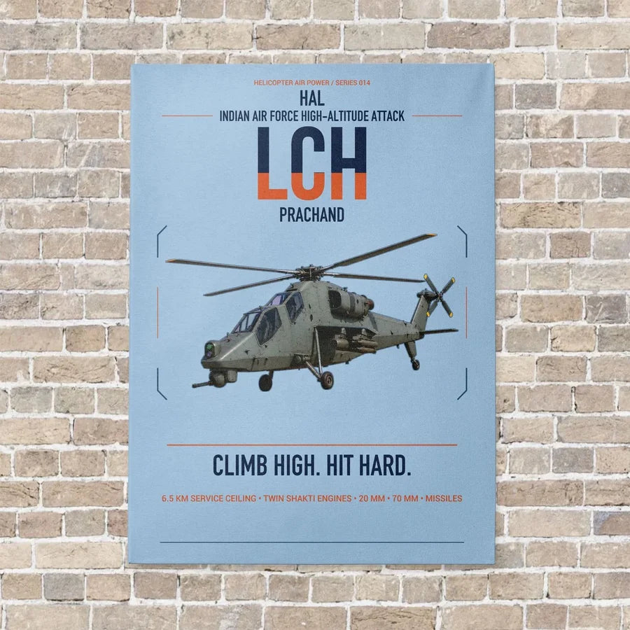 HAL LCH Prachand vertical canvas print - no frame - light blue background