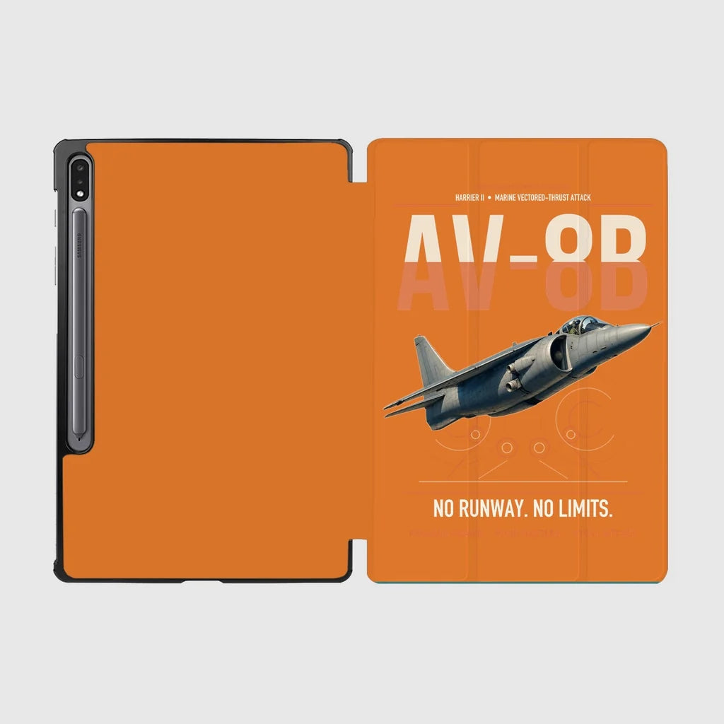 AV-8B Harrier II design on orange samsung tablet tablet case