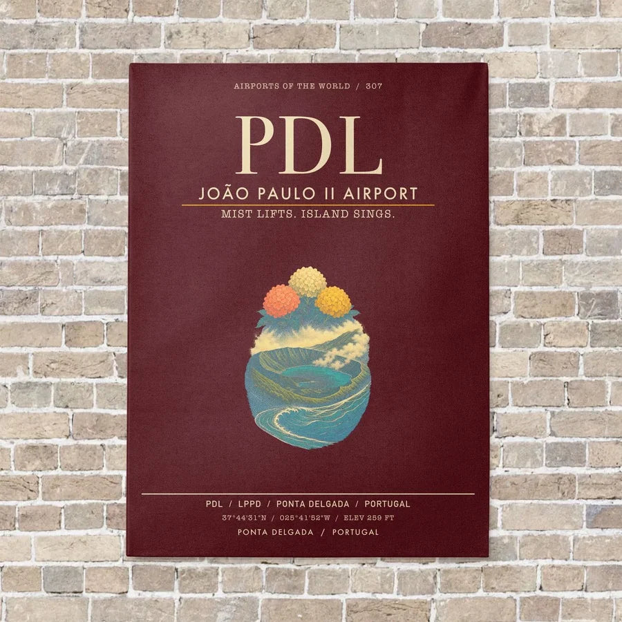 Joao Paulo II Airport PDL - Canvas Framed - Dark Red
