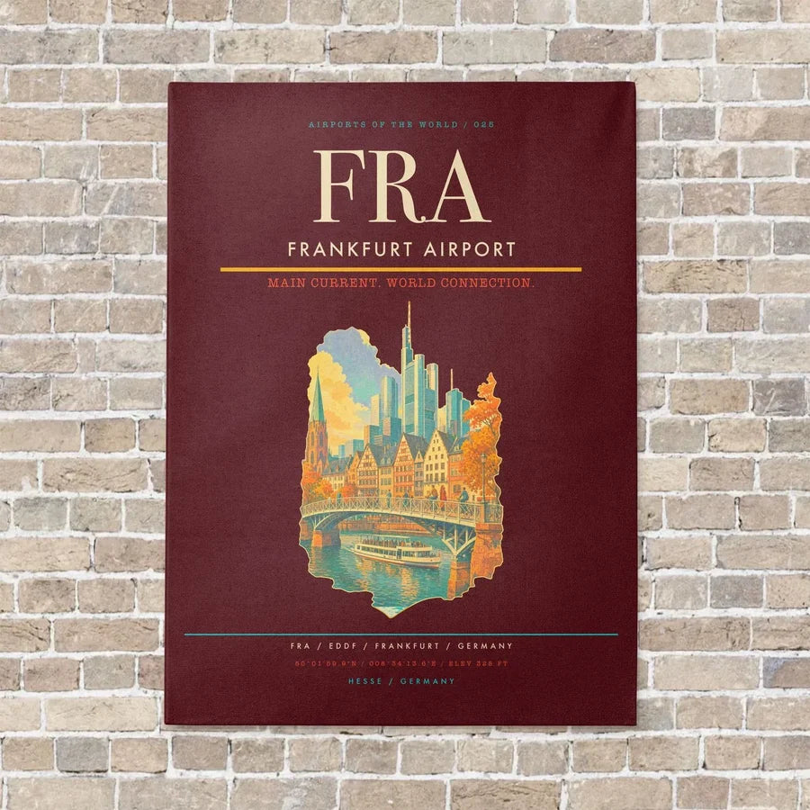 Frankfurt Airport FRA - Canvas Framed - Dark Red