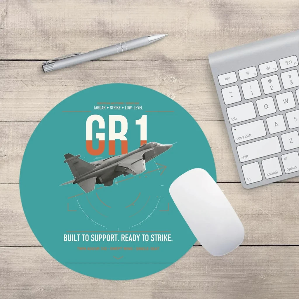 SEPECAT Jaguar GR1 design on turquoise round mouse pad