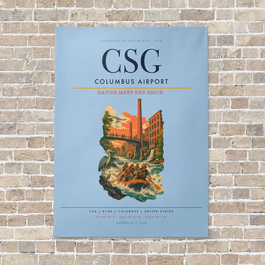 Columbus Airport CSG vertical canvas print - no frame - light blue background