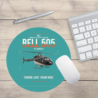 Thumbnail for Bell 505 Jet Ranger X design on turquoise round mouse pad