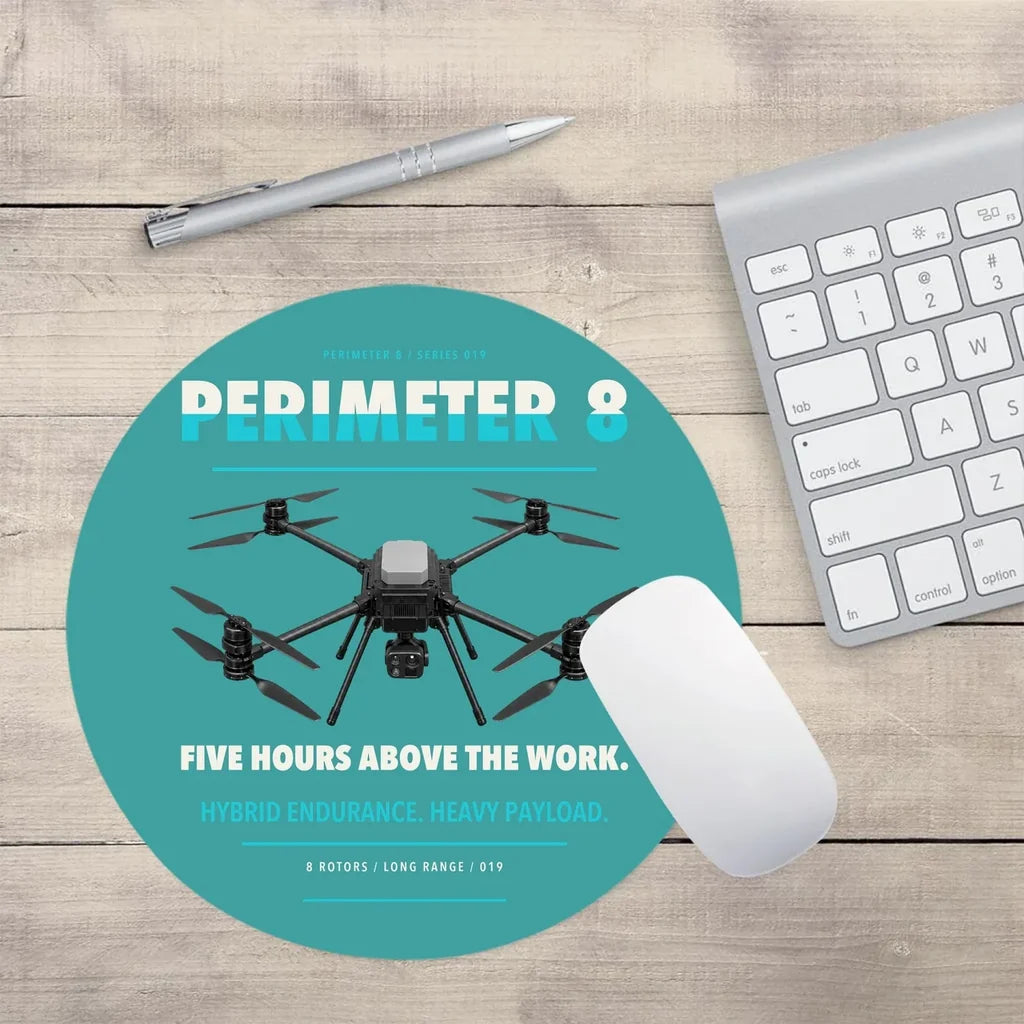 Skyfront Perimeter 8 design on turquoise round mouse pad