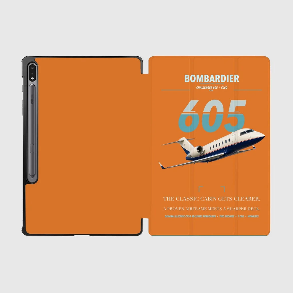 Bombardier Challenger 605 design on orange samsung tablet tablet case