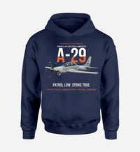 Thumbnail for A-29 SUPER TUCANO design on navy blue hoodie single side