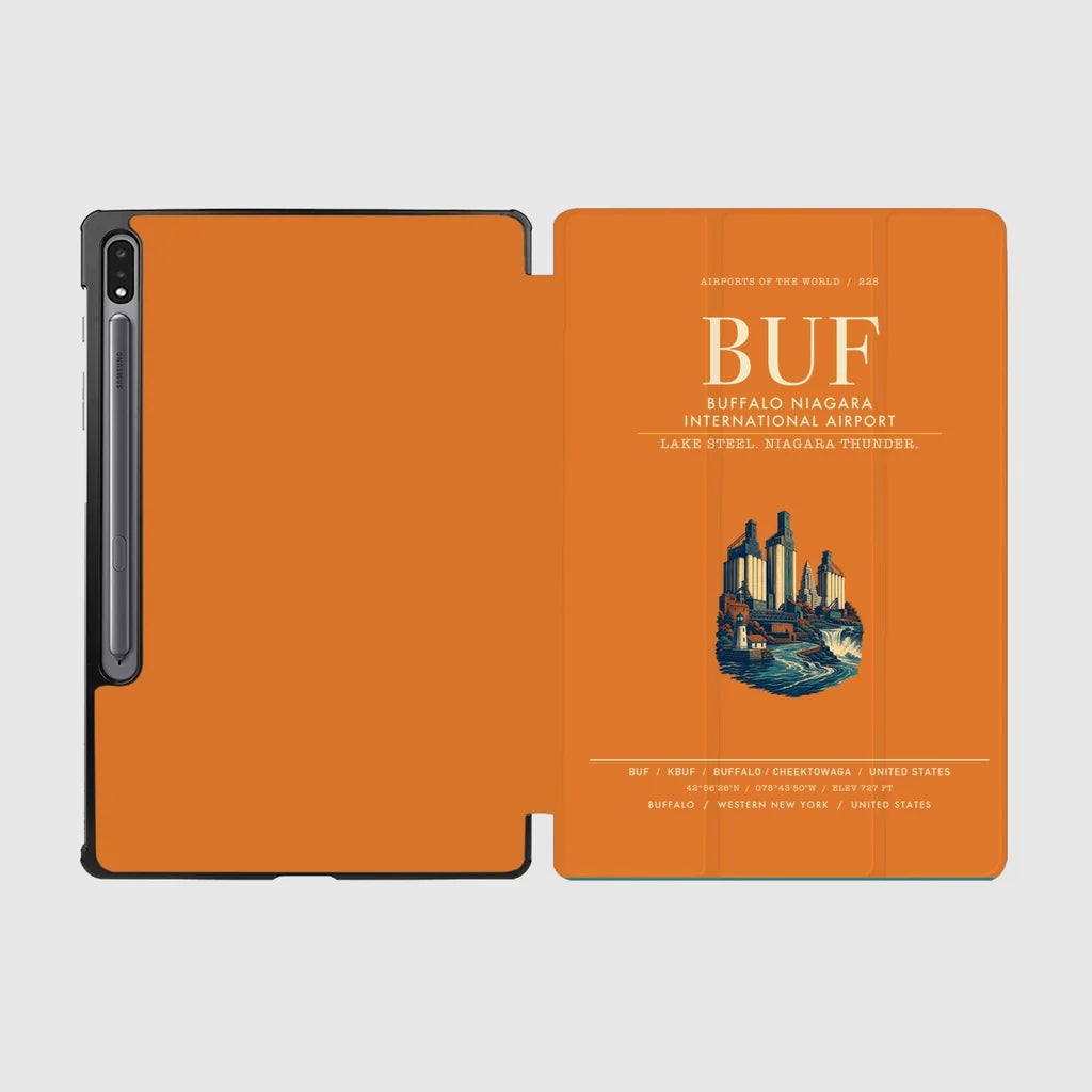 Buffalo Niagara International Airport (BUF) design on orange samsung tablet tablet case