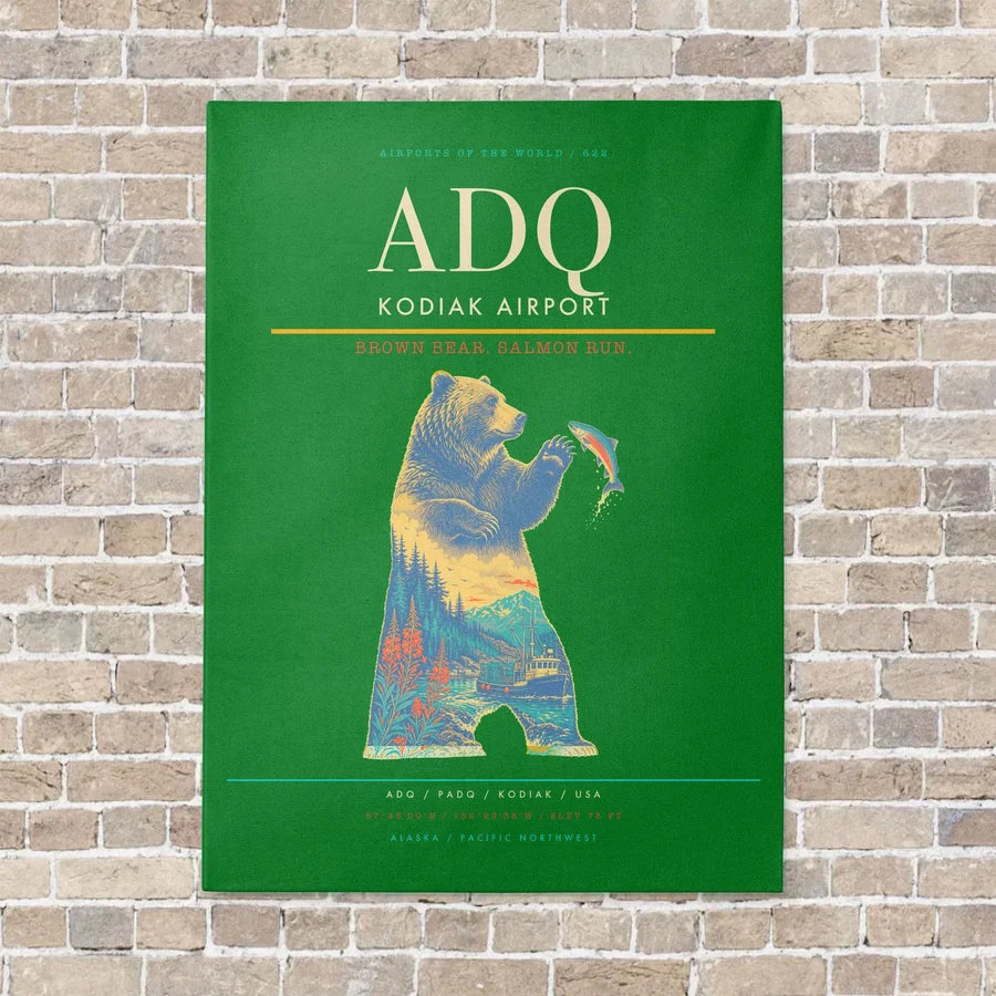 Kodiak Airport ADQ - Canvas No Frame - Green