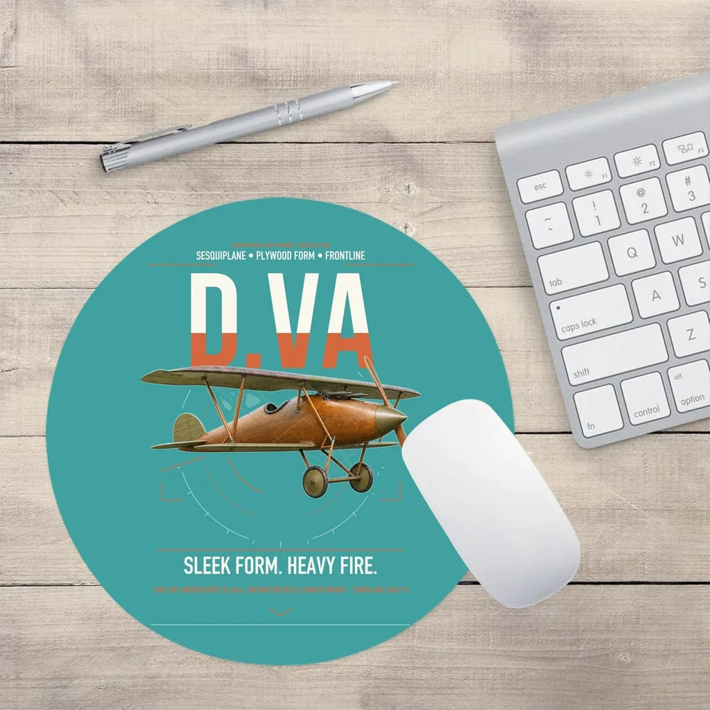 Albatros D.Va design on turquoise round mouse pad