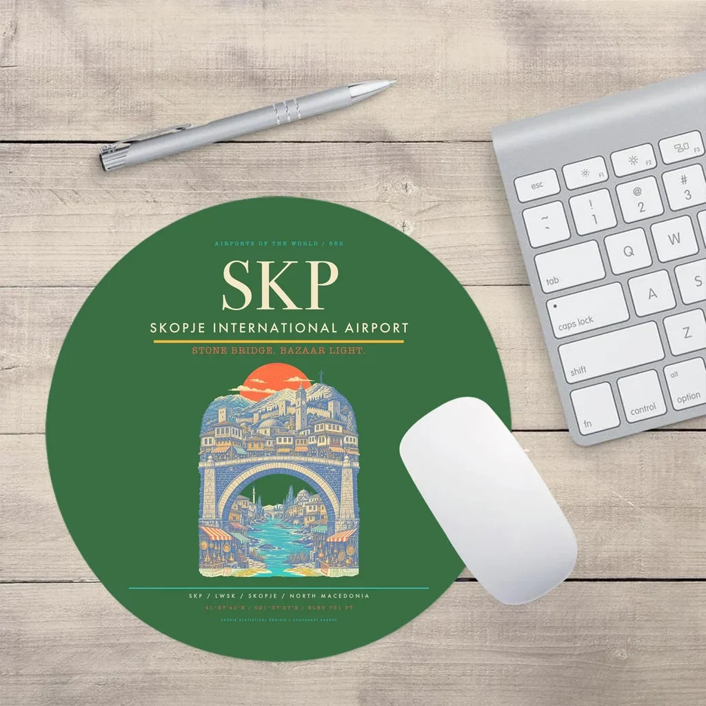 Skopje International Airport SKP Mouse-Pad Round - Green