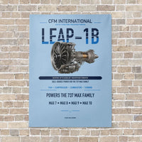 Thumbnail for CFM LEAP-1B vertical canvas print - no frame - light blue background
