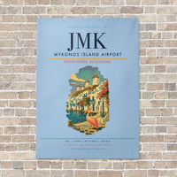 Thumbnail for Mykonos Island Airport JMK vertical canvas print - no frame - light blue background