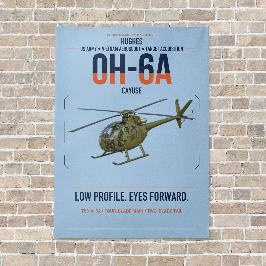 Hughes OH-6A Cayuse vertical canvas print - no frame - light blue background