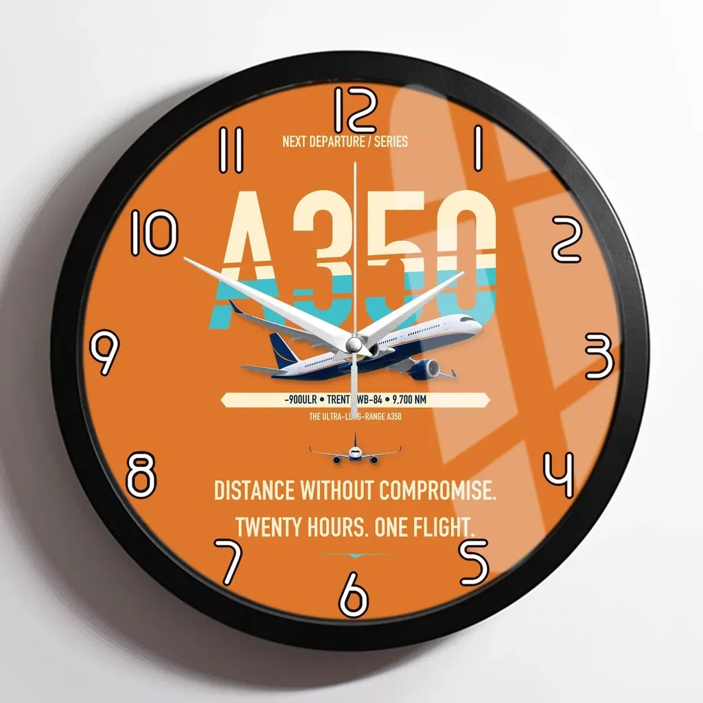 Airbus A350-900ULR design on orange framed wall clock
