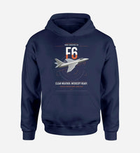 Thumbnail for Hawker Hunter F6 design on navy blue double-side hoodie, single-side print