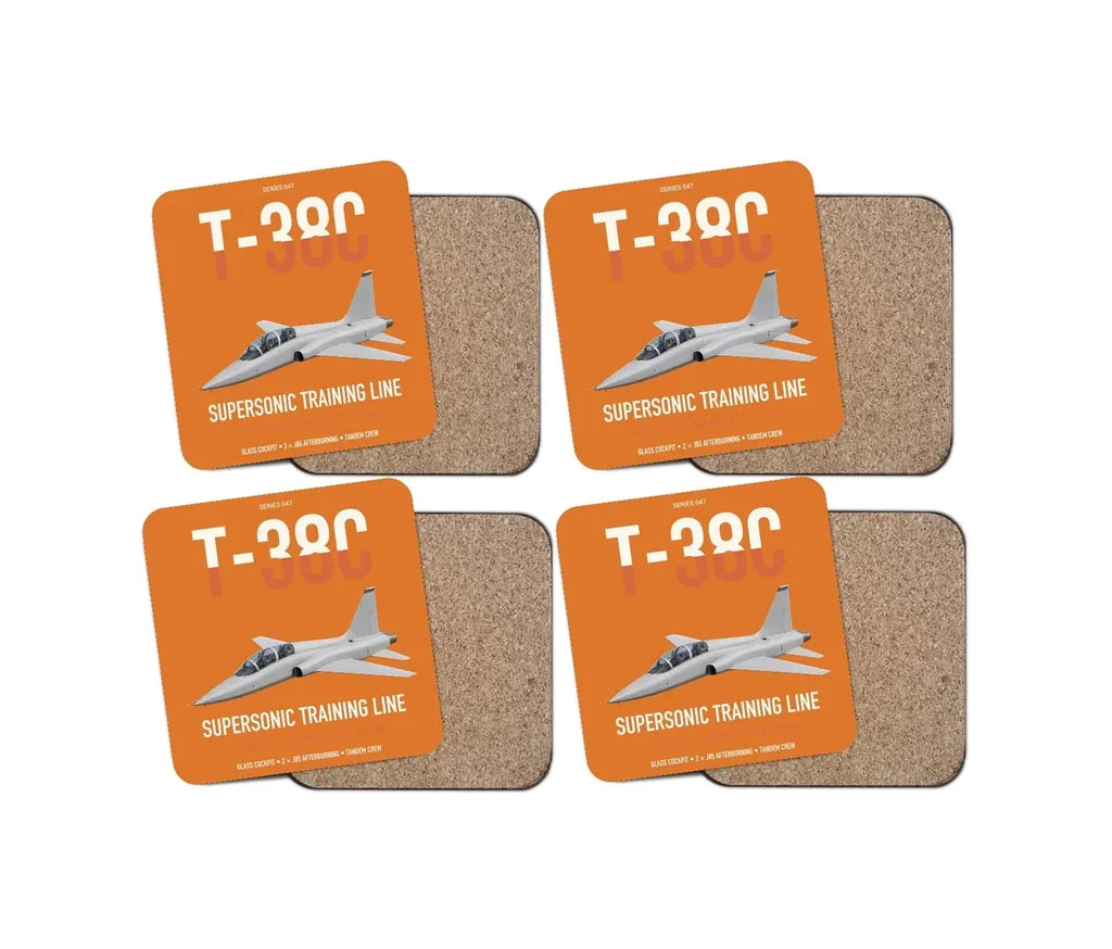 T-38C Talon design on orange 4 pieces set coaster