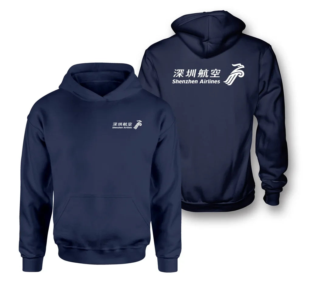 Shenzhen Airlines logo on navy blue double side hoodie