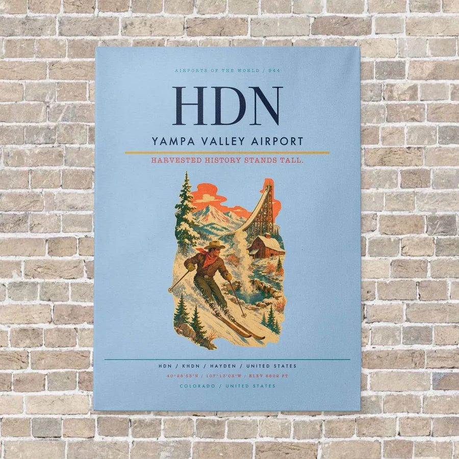Yampa Valley Airport HDN vertical canvas print - no frame - light blue background