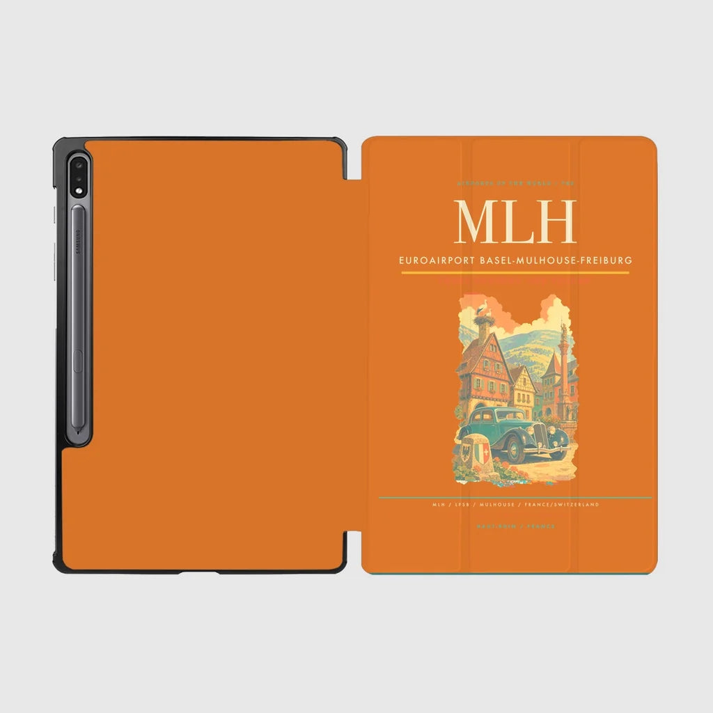 EuroAirport Basel-Mulhouse-Freiburg (MLH) design on orange samsung tablet tablet case