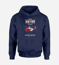 Thumbnail for Leonardo AW189 design on navy blue double-side hoodie, single-side print