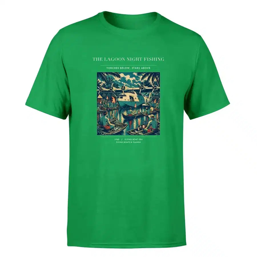 VINTAGE G4407 - The Lagoon Night Fishing - Premium T-Shirt design on green premium t shirt
