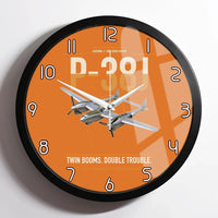 Thumbnail for P-38J Lightning design on orange framed wall clock
