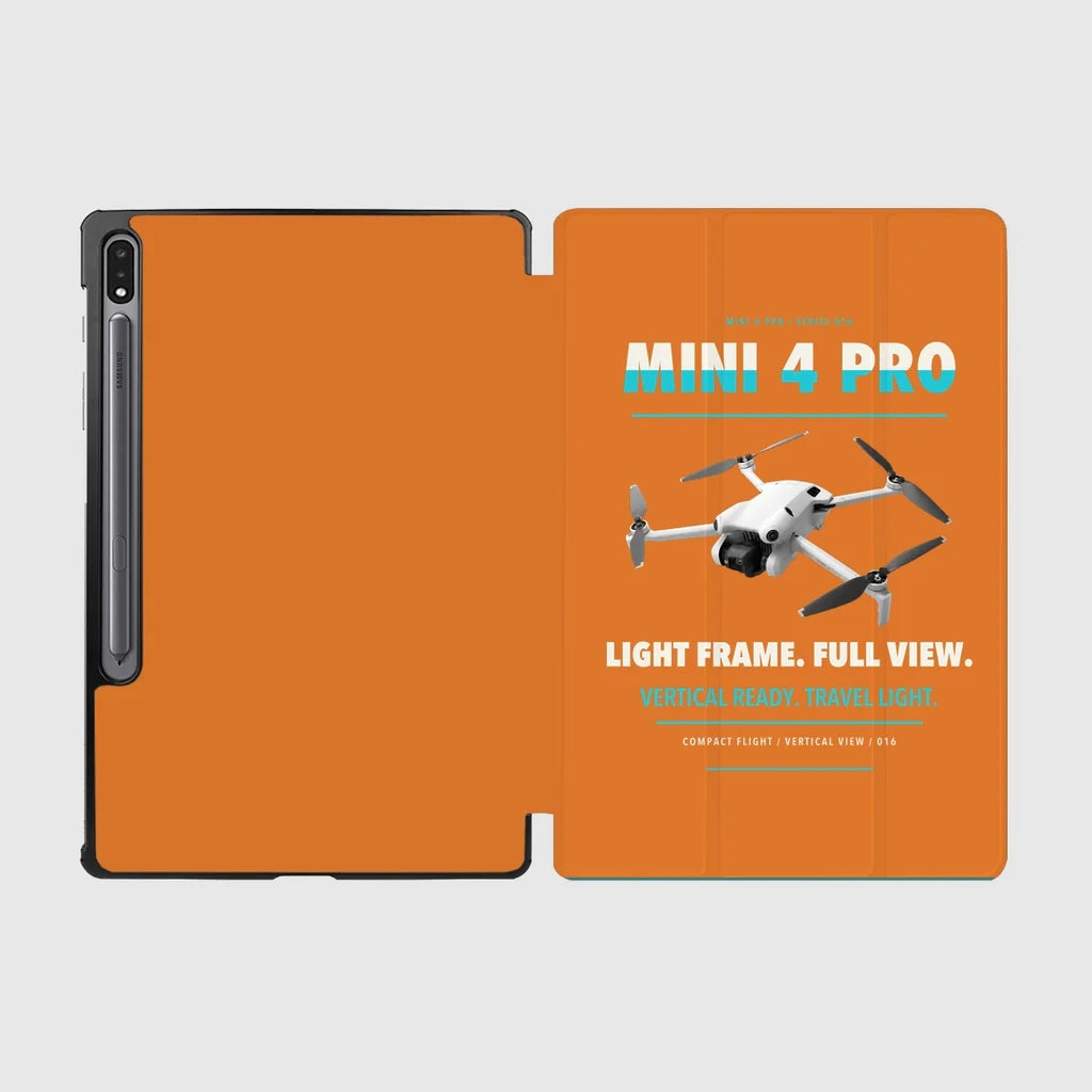 DJI Mini 4 Pro design on orange samsung tablet tablet case