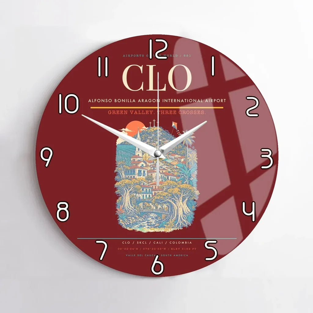 Alfonso Bonilla Aragon International Airport CLO Wall-Clock No-Frame - Dark Red